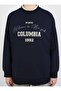 Navy Blue Oversize Sweatshirt - Print Detail - Benin - 3
