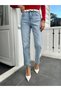 Leo 90s Dora – High Waist Mom Jeans Blaue Jeans Für Damen, Snow Wash