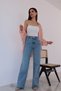 By-1240 Penolope Women's Mund Natural Wide Leg Jeans Stone High Waist Boyfriend Loose Denim Pants