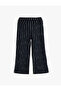 Navy Blue Striped Girl's Trousers 5Wkg40223Ak