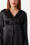 Women's V Neck Button Detail Balloon Sleeve Satin Dress - 4