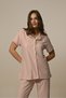 Cotton Striped Short Sleeve Shirt Collar Women's Pajamas Set - 2