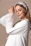 Effortt Ecru With Robe Maternity Postpartum Nightgown Set - 7
