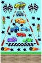 Laughing Car Racing Set Starry Foil Print 100X30 cm