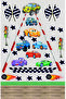 Laughing Car Racing Set Starry Foil Print 100X30 cm - 3