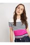 Women's Pink Striped Sweater 9YAL98144OT