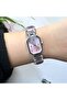 Women's Pink Wrist Watch with Cutout Stones - 2