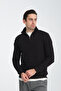 Unisex Regular Fit Cotton Honeycomb Braided Half Zipper Stand Collar Sweatshirt - 6
