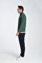 Unisex Regular Fit Cotton Honeycomb Braided Half Zipper Stand Collar Sweatshirt - 3
