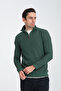 Unisex Regular Fit Cotton Honeycomb Braided Half Zipper Stand Collar Sweatshirt - 6
