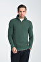 Unisex Regular Fit Cotton Honeycomb Braided Half Zipper Stand Collar Sweatshirt - 5