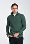 Unisex Regular Fit Cotton Honeycomb Braided Half Zipper Stand Collar Sweatshirt - 7