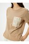 Short Sleeve T-Shirt Crew Neck Crochet Detail - 5