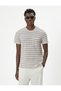 Striped T-shirt Pocket Detailed Crew Neck Short Sleeve - 3