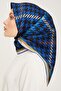 Nostalgia Series Silk Twill Scarf 9000D-54 Geometric Pattern Cobalt Blue - 4