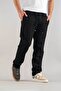 Men's Black Comfortable Fit Bagy Belted Drawstring Canvas Jeans - 5