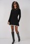 15907 Women's Polo Neck Sweater Skirt Knitwear Double Set - Black - 2