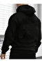 Unisex Oversize Black Hooded Sweatshirt Jusu Design Printed - 2