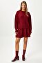 Women's Hope Sweater Skirt Bottom Top Burgundy Knitwear Set - 2