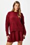 Women's Hope Sweater Skirt Bottom Top Burgundy Knitwear Set - 8