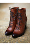 Samanta Real Leather Lace Detailed Zippered Women's Boots - 2