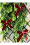 5 Pieces New Year Christmas Tree Ornament Burgundy Velvet Handmade Bow with Gold String - 2