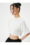 Frayed Crop T-Shirt Short Sleeve Crew Neck - 2