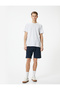 Bermuda Shorts with Elastic Waist, Pocket Detail, Piping