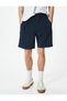 Bermuda Shorts with Elastic Waist, Pocket Detail, Piping - 3