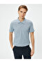 Polo Neck T-Shirt Button Detailed Short Sleeve Gray