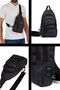 Men's Black Blue Linen Multifunctional Ear and USB Outlet, Strap Cross Shoulder and Waist Bag - 4