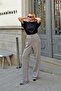 Smoked Dash a Pleat Women's Palazzo Pants with High Waist Pockets - 2
