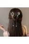 Cat Design Pearl and Rhinestone Spring-Loaded Hair Bun Clip Metal Gold - Dangling Hair Bun Clip - 4