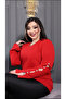 Plus Size Women's Red V-Neck Sleeve United Stone Blouse - 3