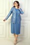 Women's Sequin and Glitter Embroidered Tulle Jacket Long Sleeve Lined Crepe Dress Plus Size 2-Piece Set Slim Fit - 3