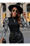 Women's Stylish Black Viscose Blouse with Balloon Sleeve Detail - 3