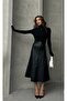 Belted Faux Leather Basic Skirt - 3