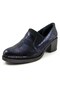 Alizee Navy Blue Snake Genuine Cowhide Daily Heeled Shoes - 6