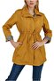 Women's Mustard Sleeve Detailed Black Belted Trench Coat - 2