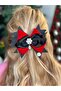 Luxury Design Metal Crystal Stone Flower Brooch Layered Velvet Bow Automatic Clasp Red Black