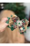 Authentic Gold Snowflake Patterned Layered Velvet Bow Buckle with Luxurious Design Stone Metal Brooch - 3