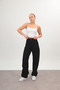 Black Baggy Adjustable Waist Buckle Women's Wide Leg 2024 New Model Jeans - 6