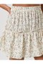 Floral Mini Skirt Frilly Viscose Elastic Waist - 5