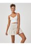 Floral Mini Skirt Frilly Viscose Elastic Waist - 2