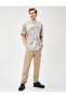 Oversize T-Shirt with Slogan Abstract Print Crew Neck Short Sleeve Cotton