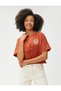 Crop T-Shirt Printed Short Sleeve Crew Neck Cotton - 2