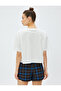 Crop T-Shirt Printed Crew Neck Short Sleeve Cotton - 4