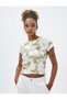 Slogan Printed T-Shirt with Batik Detail Short Sleeve Crew Neck - 2