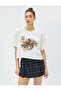 Crop T-Shirt Printed Crew Neck Short Sleeve Cotton - 3