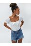 Ruched T-Shirt Short Sleeve Square Neck